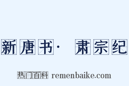 新唐书·肃宗纪是什么意思的图片